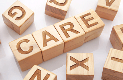 Blocks spelling CARE